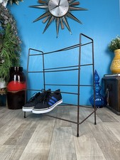 Vintage Shoe Rack Brown Plastic Coated Metal Wire Mid Century Retro Storage