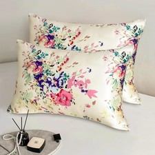 100 Pure Mulberry Silk Pillowcase Set of 2 Standard Size with Zipper,Real Silk