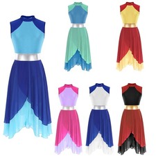 Women's Asymmetrical Color Block Lyrical Dance Dresses Liturgical Praise Costume