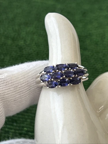 Vtg.925 Sterling Silver Tanzanite Gemstone Ring Sz: 10 Mint