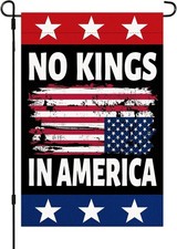 2 Pack, NO KINGS IN AMERICA Yard Flag Sign 12x18" Indoor Outdoor Flags 2 Sided