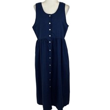 Susan Bristol Sleeveless Gingham Check Jumper Dress Vtg 8 Blue Black Cottage