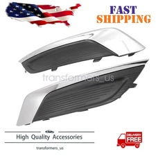 Fits Ford Fusion 2017-2018 Front Fog Light Covers Bezels Set W/ Chrome Trims New