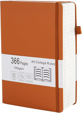 Thick College Ruled Notebook with 366 Numbered Pages, A5 Journals for Writing wi