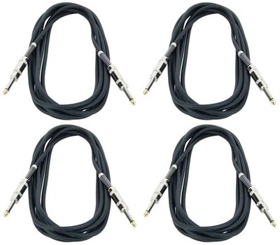 4 x 5 m Klinke - Klinke Kabel 6,3 mm TS Mono PACCS Schwarz Patch Audio Gold Tip