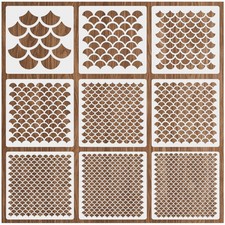 Classicseali 9PCS Mermaid Scale Stencil,Face 5.91 x inches, White