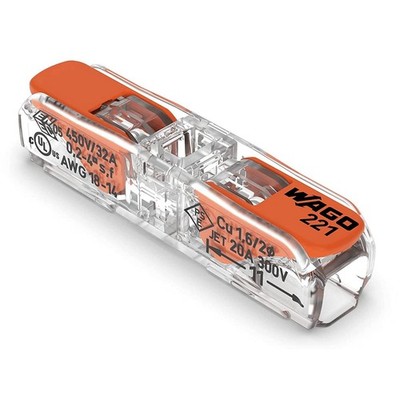 WAGO 221-2411 Inline Splicing Wire Connectors Lever Nuts Clamp Pack of 10