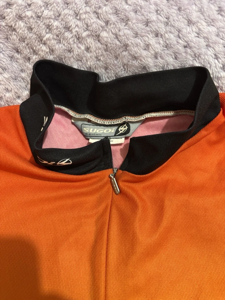 Camiseta deportiva de ciclismo Sugoi All Over Car Beach hecha en Canadá de colección años 90 - L 1/2 cremallera Foto 3 de 4