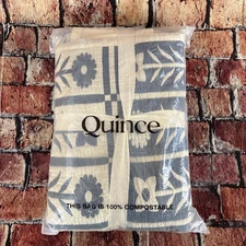 NWT QUINCE ORGANIC COTTON JACQUARD FLORAL PILLOW SHAM SET 2 KING GLACIER BLUE