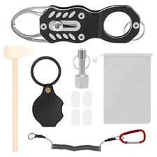 Pocket Coin Tester Hammer Pliers Magnifier Glass Testing Set Coin