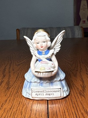 April Angel Diamond Innocence 4  Easter Basket Porcelain Figure with Bunny