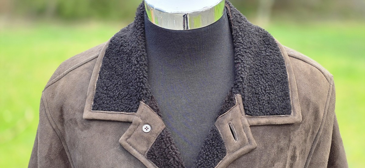 Vintage Polo Ralph Lauren Shearling Sheep Skin Fur Car Coat ITALY