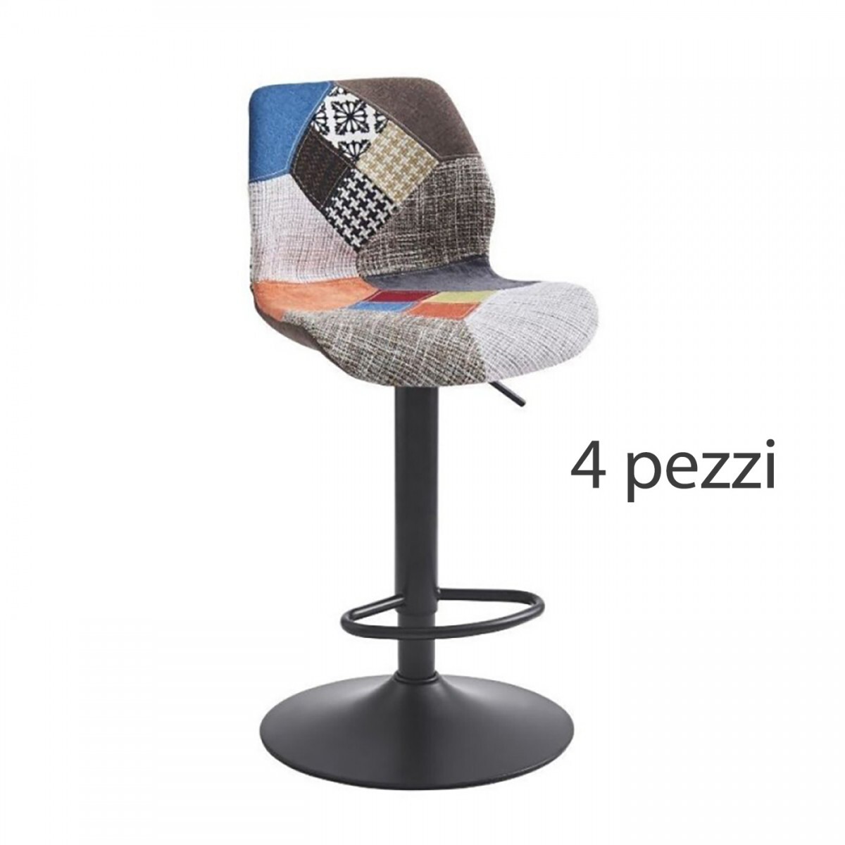 Set di Sgabelli Patchwork con Altezza Regolabile Sedie Alte da