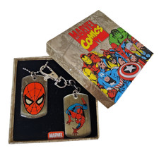 Avengers Spiderman Dog Tag Pendant Keychain MARVEL Comics Boxed Set