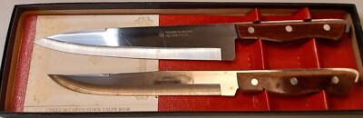 Vintage Maxam Precision Hollow Ground Stainless Steel Knife Set of 2 Japan w/box