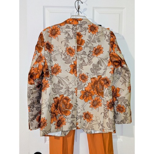 Floral Suit Set Blazer & Pants Party Prom Costume Occasion Fashion M/L NEW $198 - Picture 13 of 14