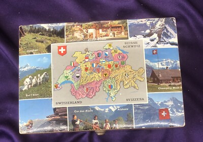 Vintage MADE IN SWITZERLAND Music Box Blue Danube Brahms Lullaby Model: 16-ROV-2