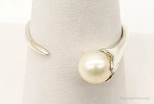 Designer Boma Lab Pearl Sterling Silver Ring Size 8.5 Adjustable