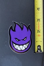 SPITFIRE Wheels Purple Evil Fire Flame Smile Face Vintage Skateboarding STICKER