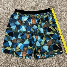 prAna High Seas Board Shorts Swim Trunks UPF 50 Vortex Blue Dune Medium 34"