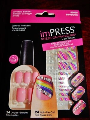 Kiss imPRESS Press-On Manicure Nails Broadway Limited Edition Pink 59068 Shimmy