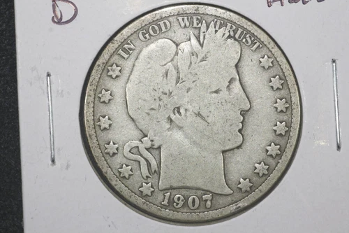 1907-D 50C Barber Half Dollar, Very Good