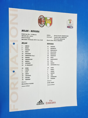 Offizielle Aufstellung Milan-Novara 18. Januar 2012 Stadion Meazza TIM CUP