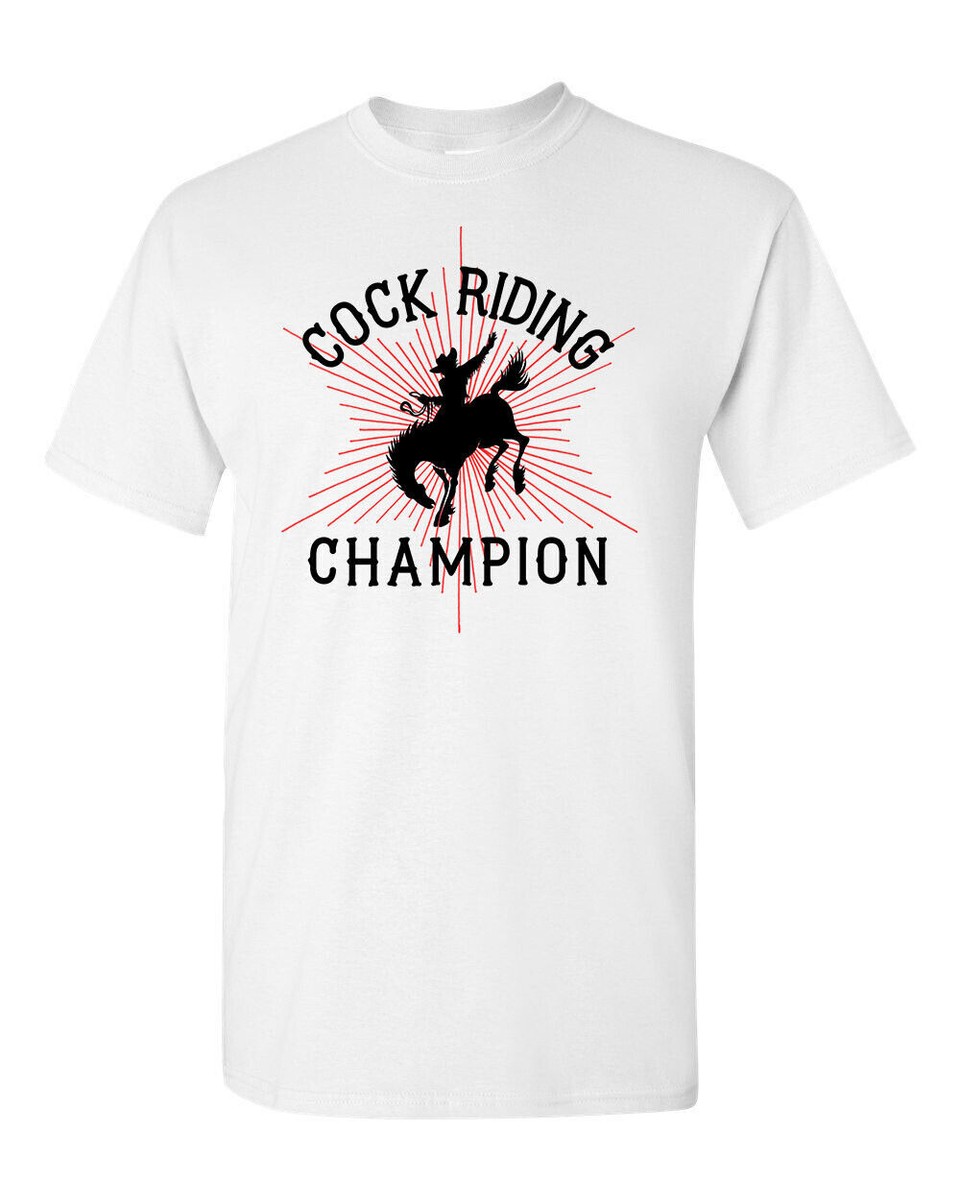 Unisex Ringer Tee T-shirt White 100% Cotton Novelty C*CK Riding