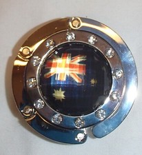 Chrome  Faux Diamond Jeweled Handbag Bronze/Brown Jewel Folding Hook Holder