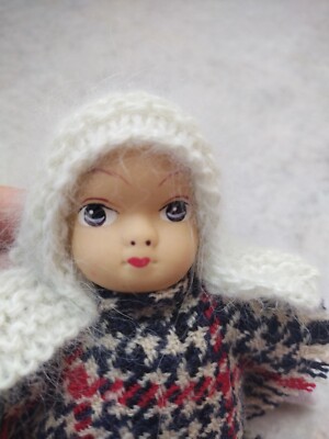 Small vintage textile handmade doll with porcelain head, Austria