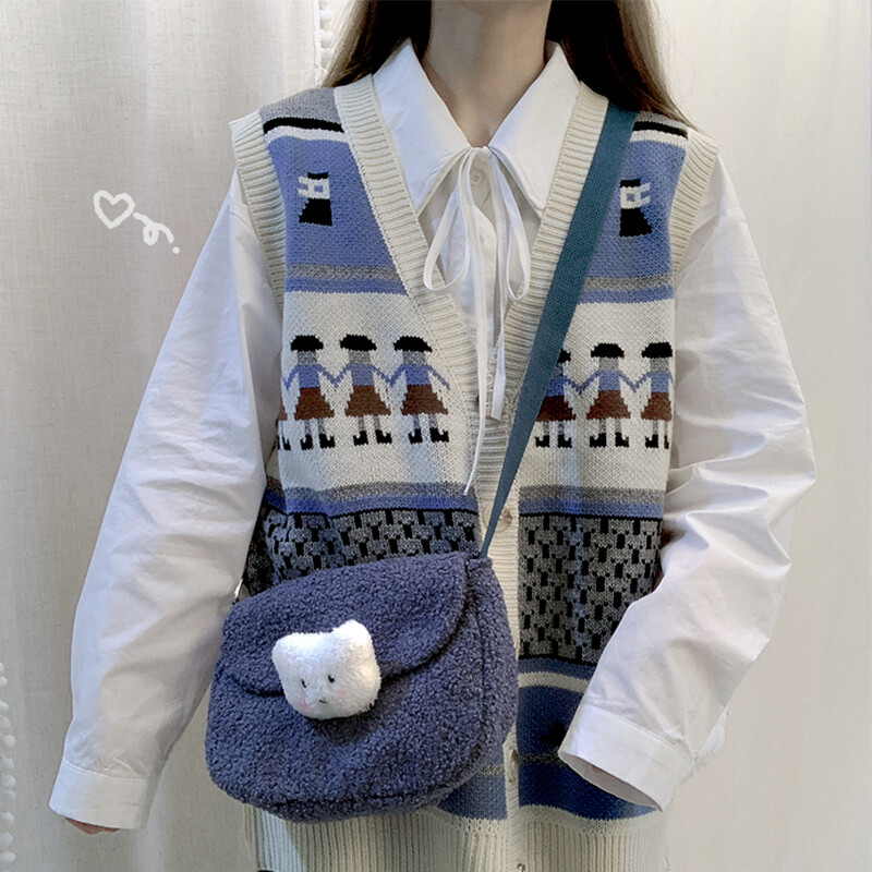 Women Knitted Vest Tank Top Sweater Waistcoat Sleeveless V-neck Cute Casual  | eBay