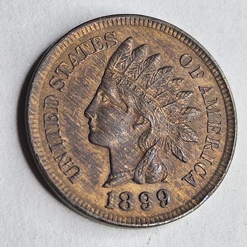1899/899 Indian Head Cent Snow 1 S-1 FS-301 Scarce RPD AU About Uncirculated