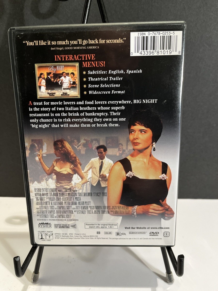 Big Night Starring Minnie Driver, Ivan Holms, Isabella Rossellini