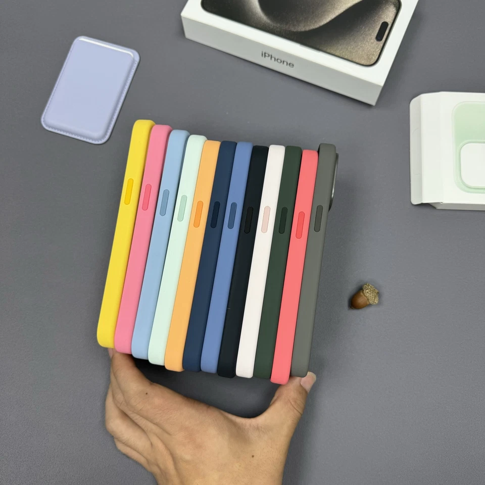 Silicone Original Magnetic Case For iPhone 14 15 16e 16 17 Pro Max+ Screen Glass - Image 3 of 4