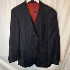 Ozwald Boateng Mens Navy Pinstripe Jacket Blazer Size 40R Pure New Wool