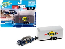 1955 CHEVROLET NOMAD & CAR TRAILER 1/64 MODEL JOHNNY LIGHTNING JLSP307 B
