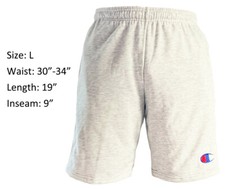 Champion Men's Shorts Pockets Authentic Cotton Fleece Gym Workout Light Gray L