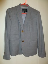 Women's J.Crew School Boy Gray Wool Blazer Metal Buttons, Size 4 - MINT