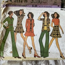 McCalls Vintage Sewing Pattern 3280 Shirt Jacket Top Pants Skirt Size 14 1972