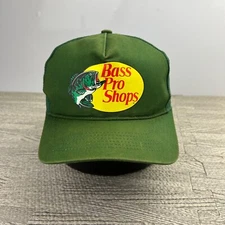 Vintage Bass Pro Shops Trucker Hat Cap Snap Back Adjustable Green Adult