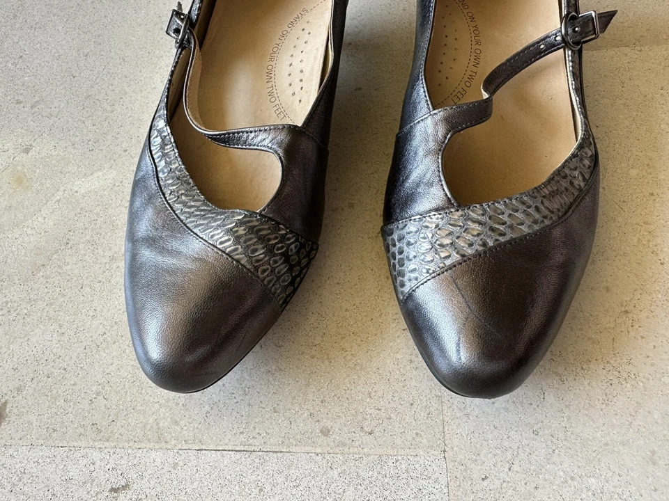 Ziera Mary Janes Leather Shoes Size 39.5 W Comfort Plus Support Kitten Heel - image 3 of 4