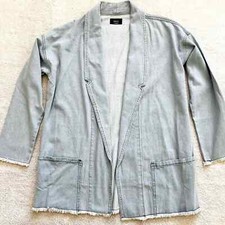 Vici Denim Long Line Blazer Size Xs Contemporary Chic Minimalist Stylish