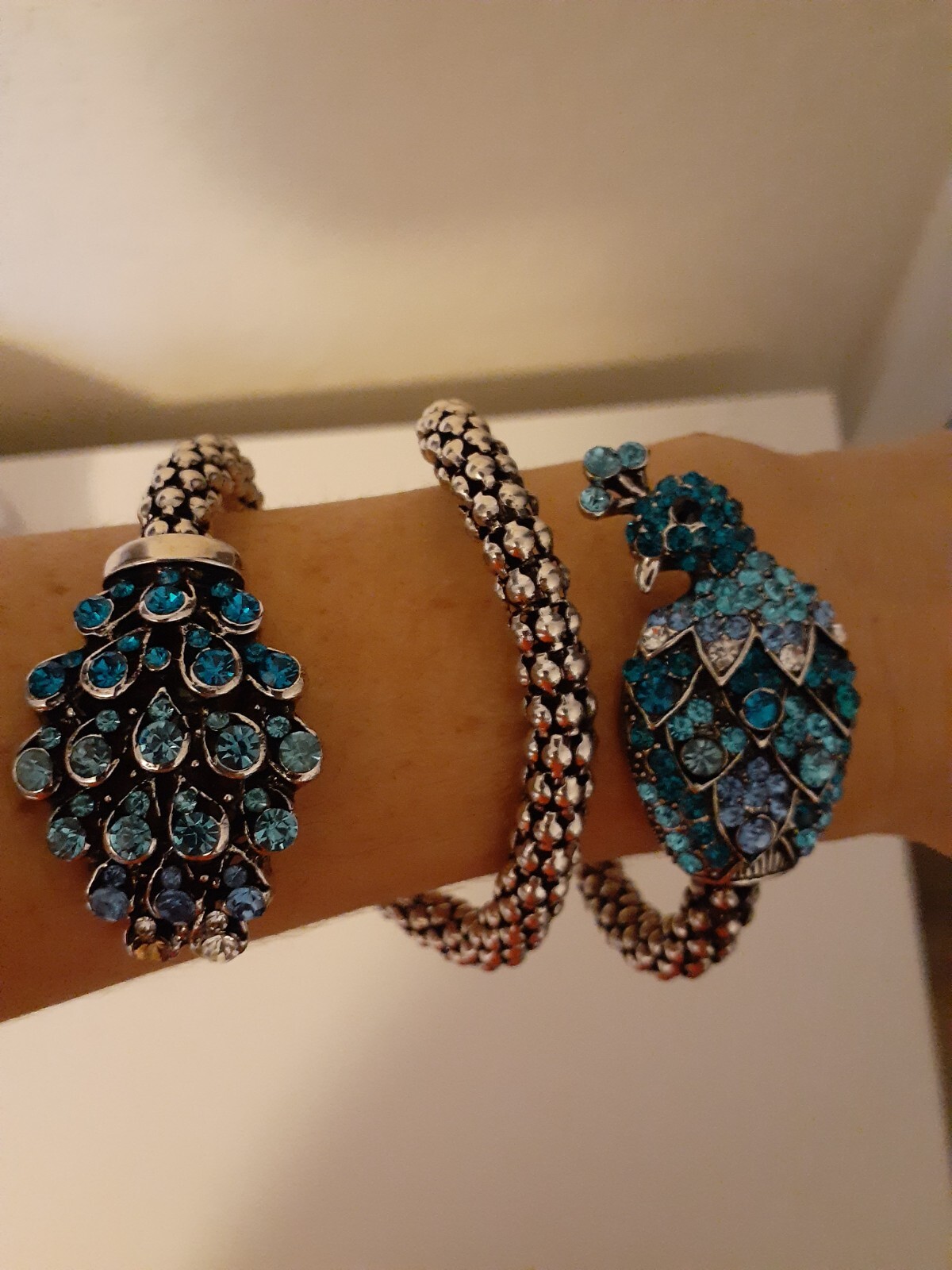 Peacock Bangle Wrap Bracelet Statement Costume Je… - image 1