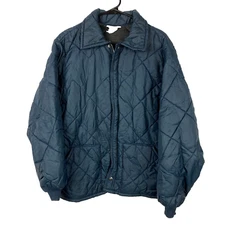 Vintage Big Smith Blue Quilted Zip Coat Jacket Mens XL