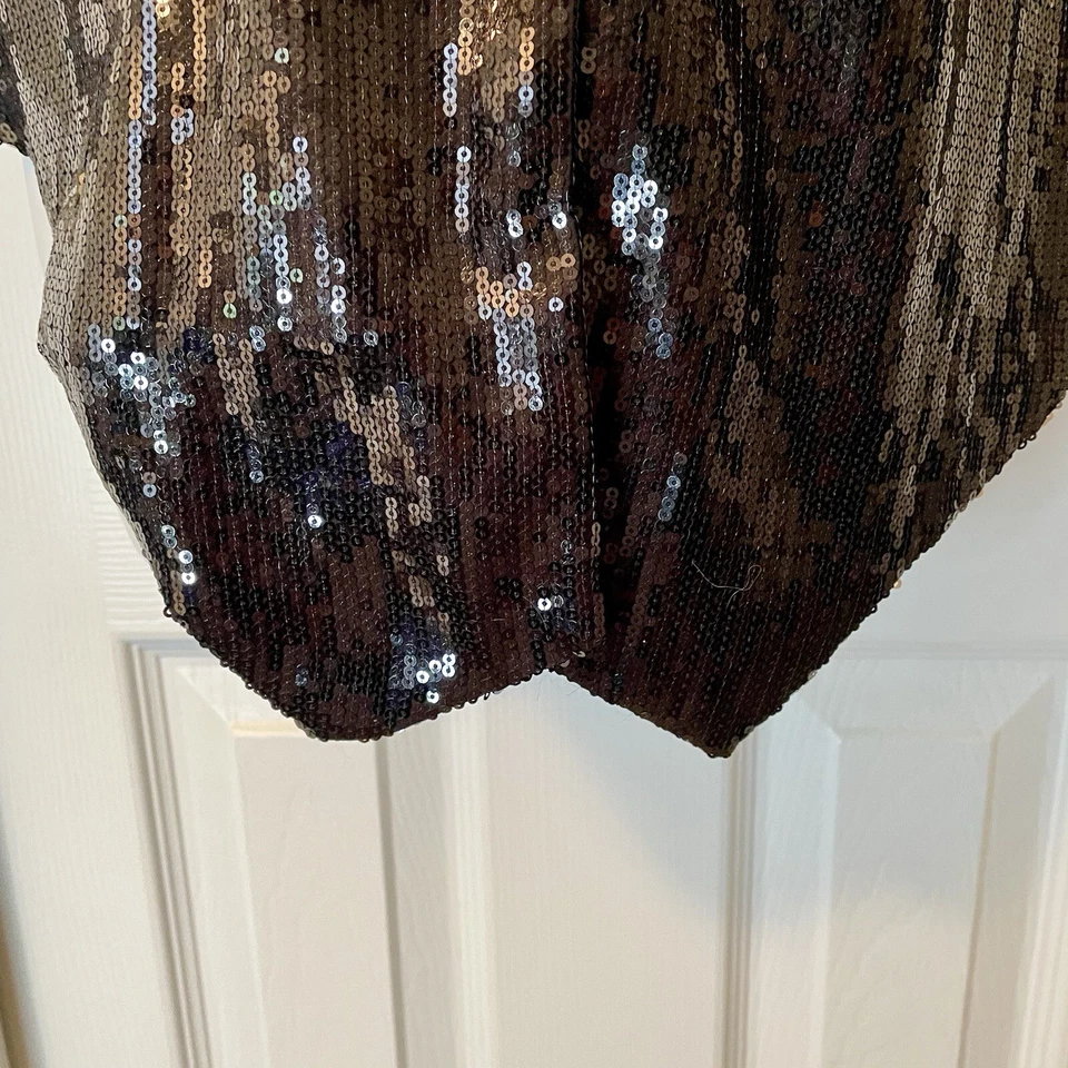 Rachel Zoe Black Sequined Vest Dressy Sparkling Large - Image 2 of 4