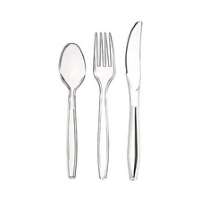 SHEFA Clear Cutlery Set Microwave Safe for Buffet, Catering or Any Occasions,