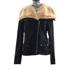 Marrakech Stitch Fix Black Charlay Wide Faux Fur Collar Jacket Womens Medium