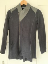 Eileen Fisher Lightweight Jacket 100% Merino Wool Cardigan Jacket, Leather Trim
