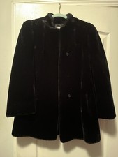 Vtg Intrigue By Glenoit Faux Fur Black Coat Sz Small