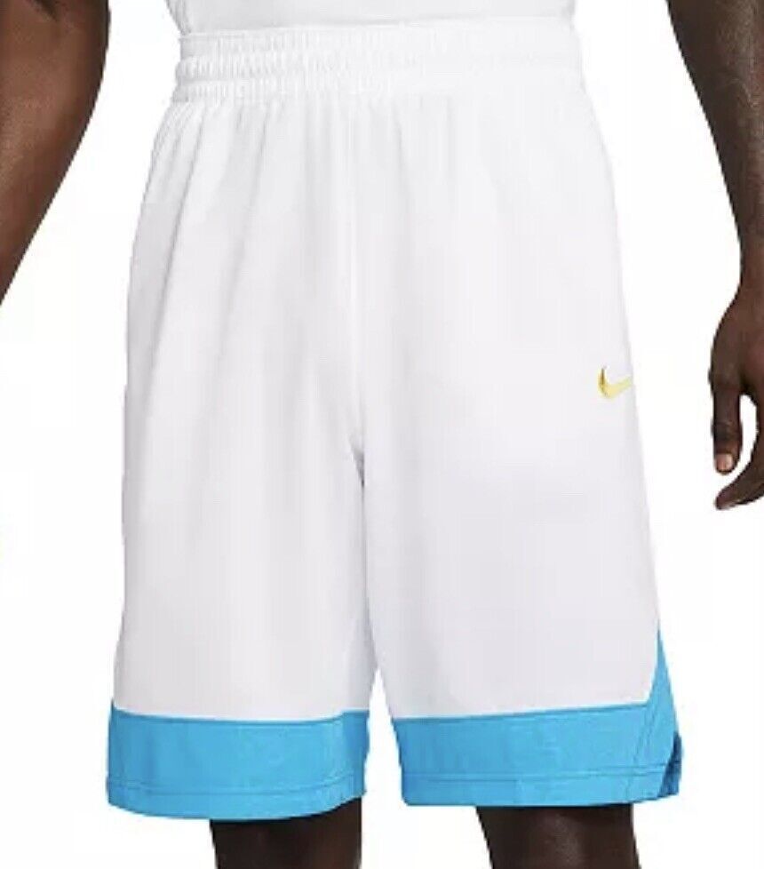 Nike Men's White/Photo Blue Dri-FIT Icon Basketball Shorts Nike Men's White/Photo Blue Dri-FIT Icon Basketball Shorts